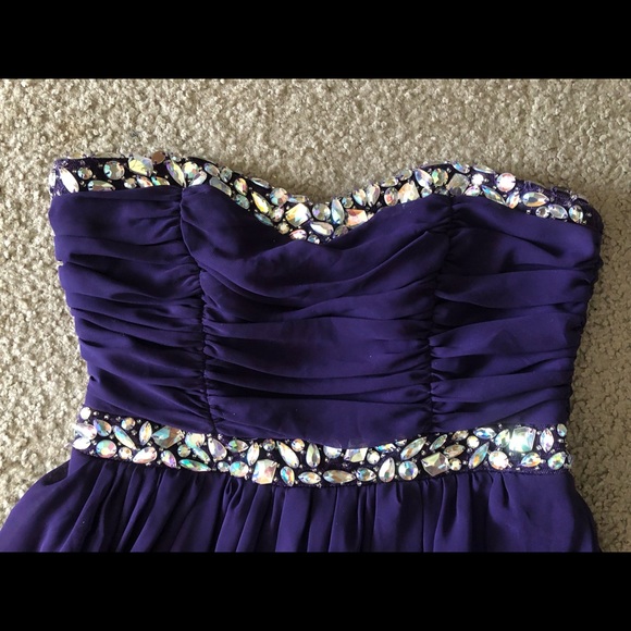 Windsor sequins Rhinestones strapless Purple dress size 7/8 - Picture 7 of 13